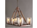 Copper chandelier with 6 strips
