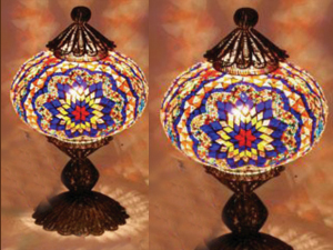 22\'lik Lacivert Mozaik Masa Lambası