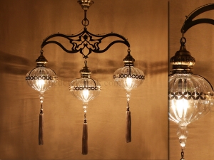 3 Arm Glass Ottoman Pendant