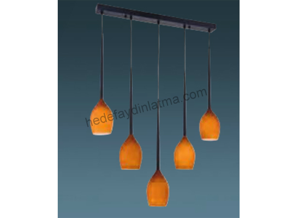 5x Orange Opal Glass Pendant