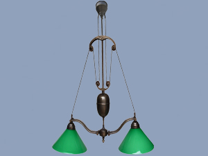 Chandelier with Glass Elevator Green
