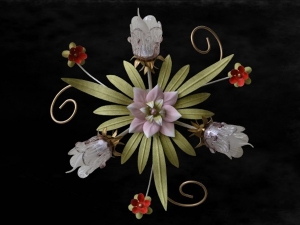 Ferforje Flower 3\'lü Tavan Aydınlatma