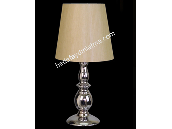Cream Cylinder Silver Grey Desk Lamp