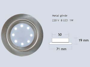 LED Mobil Spot - 220V 8 LED 1W
