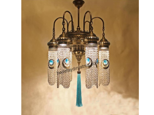 Ottoman Droop with Blue Pattern