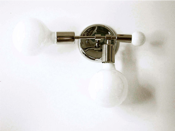 Modern Nickel Triple Wall Nickel Sconce Light 