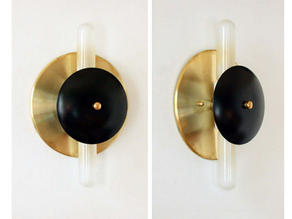 Modern Wall Fixture Brass Black Sconce