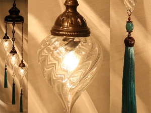 Ottoman 3'lu Glass Pendant