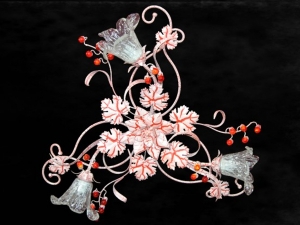 Pembe 3\'lü Ferforje Tavan Lambası