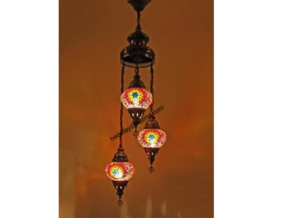 Triple Red Mosaic Pendant