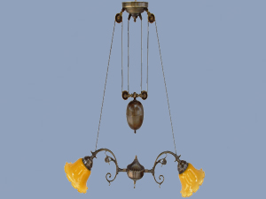2-Elevator with Yellow Chandelier